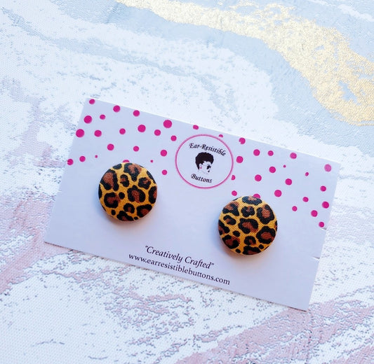 Cheetah Print Button Earrings