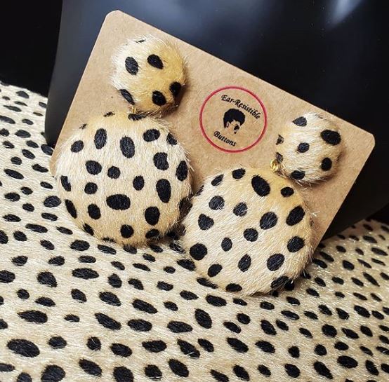 Fuzzy Cheetah Dangle Buttons