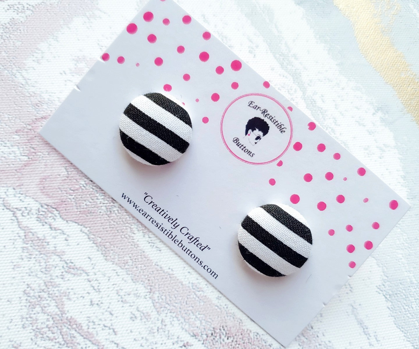 Black & White Striped Buttons