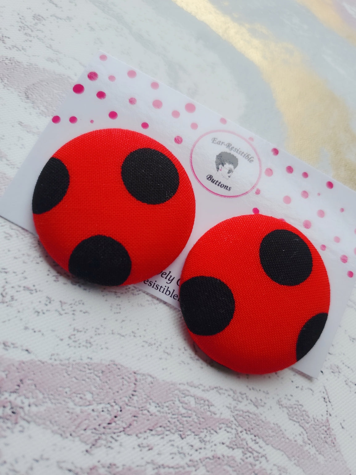 Ladybug Button Earrings