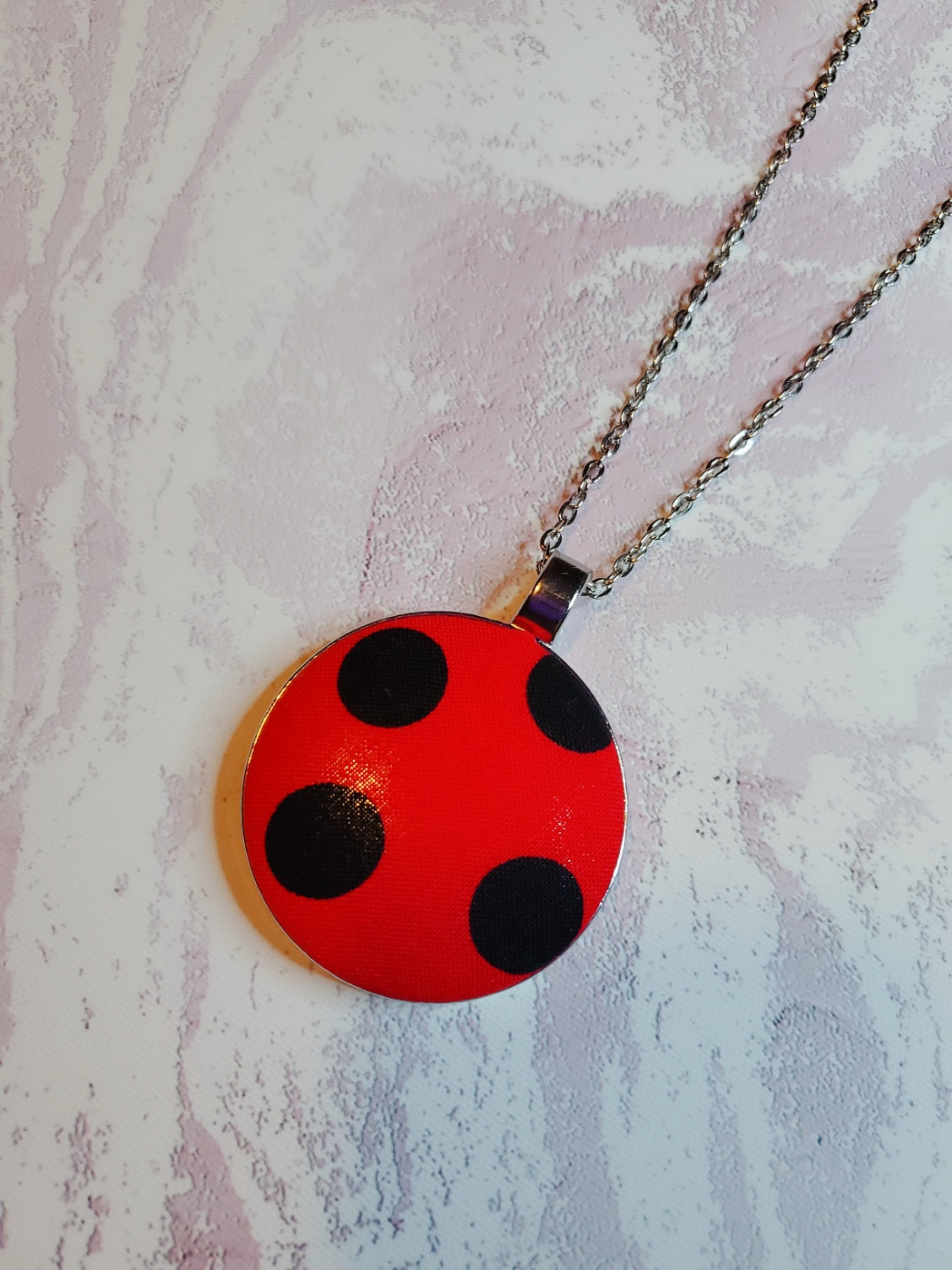 Ladybug Button Earring & Necklace Set