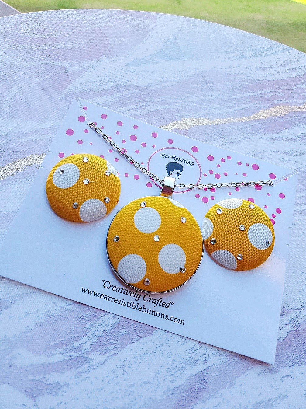 Spot Me Buttons Earring & Necklace Set