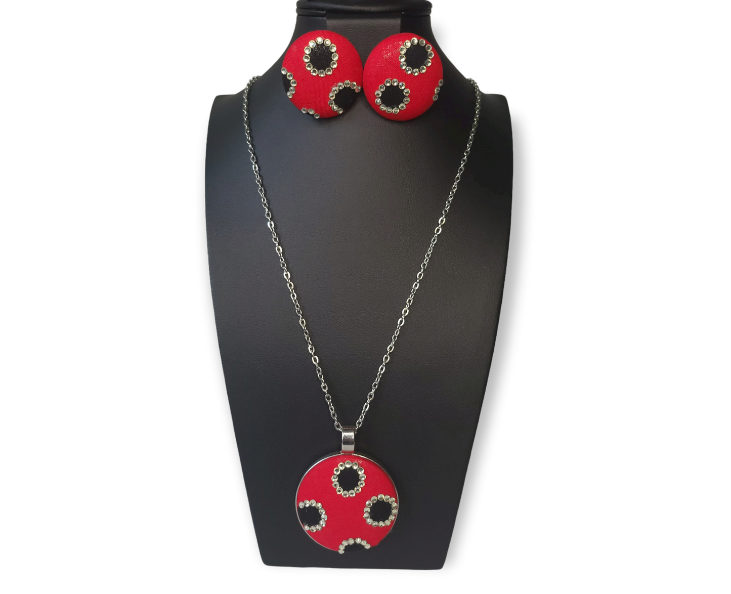 Ladybug Button Earring & Necklace Set