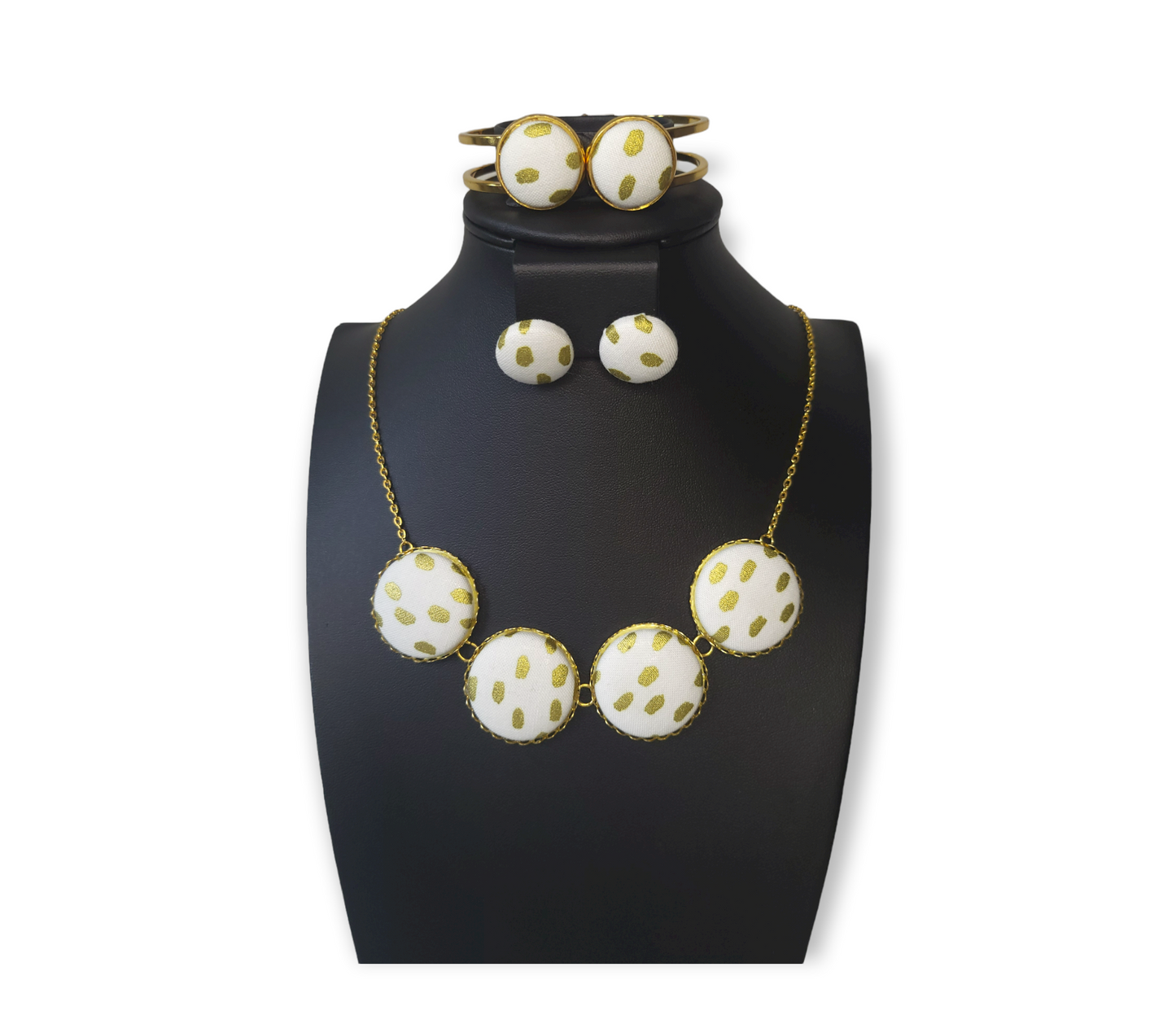 White & Gold Dots Jewelry Set