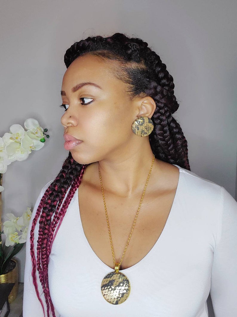 Metallic Snake Earring & Necklace Set